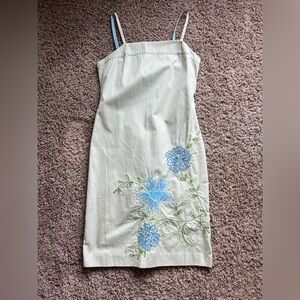 J. Crew 100% Cotton Sleeveless Beige Dress with Flower Design Size 0